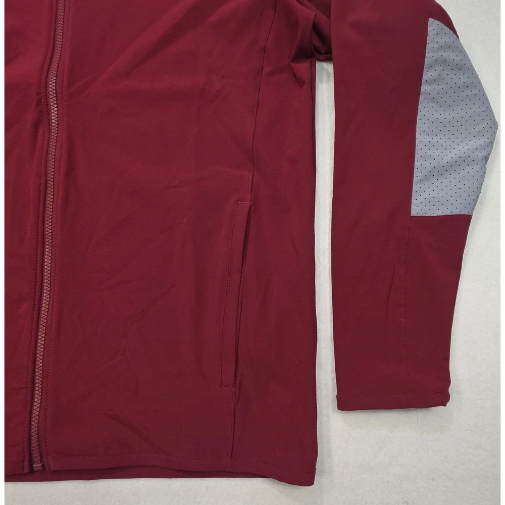 Under Armour Jacket Mens M Gray Maroon‎ Full Zip Water-Resistant Windbreaker